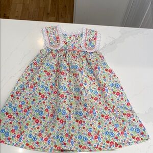 Floral Kids Dress with Lace Trim